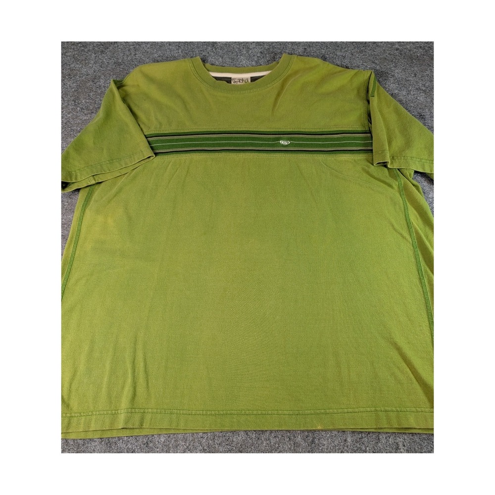 Gotcha Mens Green Striped Short Sleeve Cotton Surf T-Shirt Large RN 63925